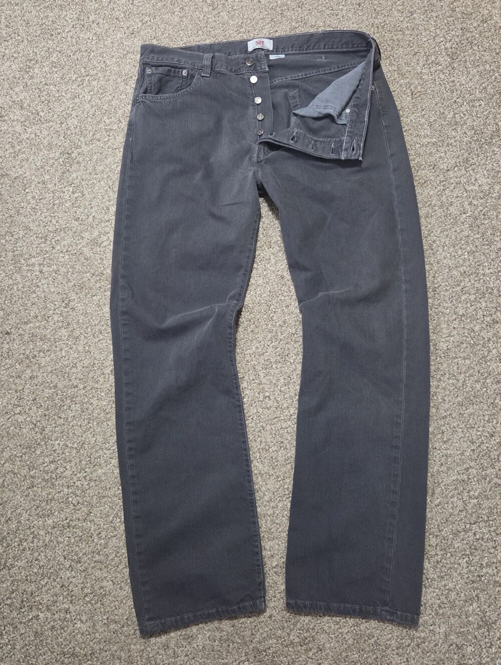 Levis 501xx Jeans Y2K Mens 38x34 Smoke Grey Denim Cotton Button-Fly Made Mexico